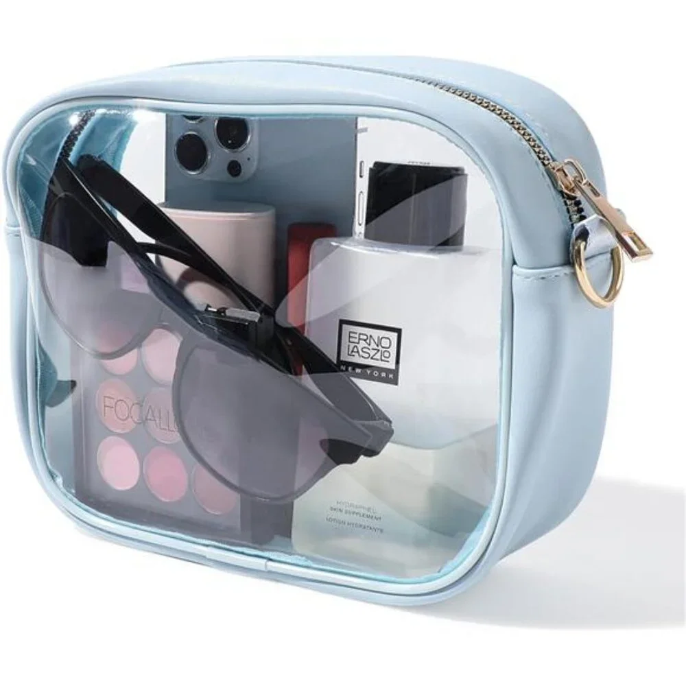 Clear Bag Stadium Approved, Crossbody Transparent Bag for Concerts - Icing Blue